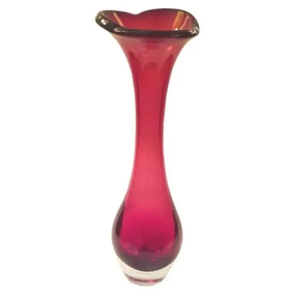 Mid-Century Sweden Tall Red Jack in the Pulpit Art Glass Vase 15”H